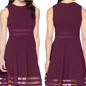 Calvin Klein Illusion Trim Fit and Flare Cabernet Sleeveless Dress